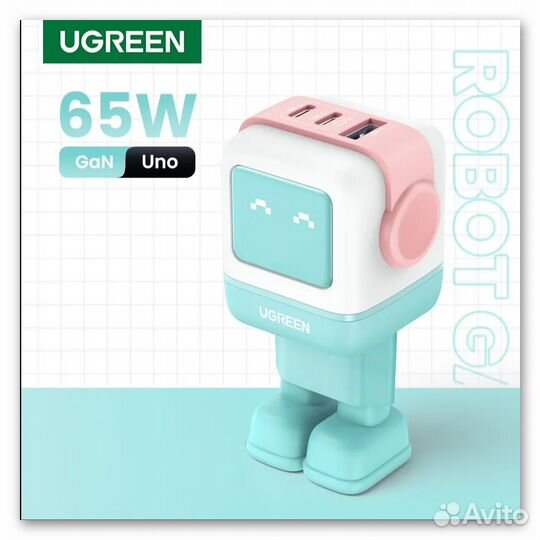 Зарядное устройство Ugreen GaN 65W Nexode RG Robot