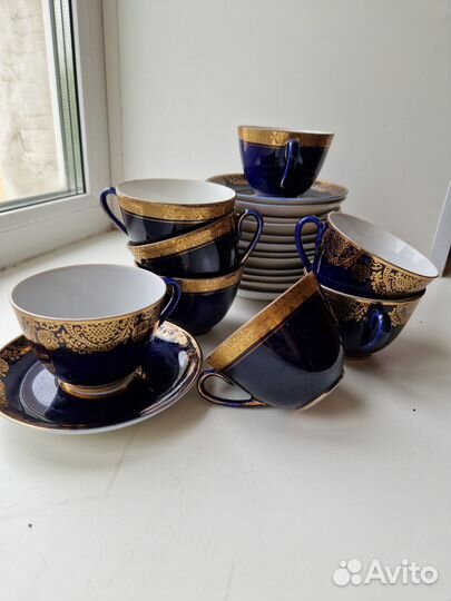 Кобальтовая посуда лфз СССР чашки блюдца