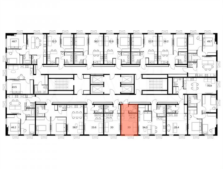 Квартира-студия, 20 м², 10/25 эт.
