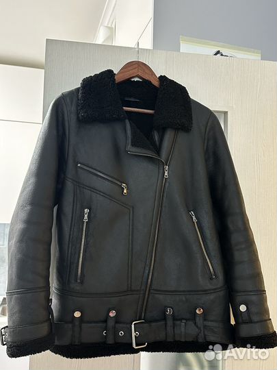 Кожаная дубленка женская 44