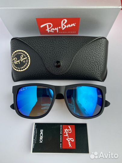 Очки Ray Ban Justin Polaroid зеркальные синие