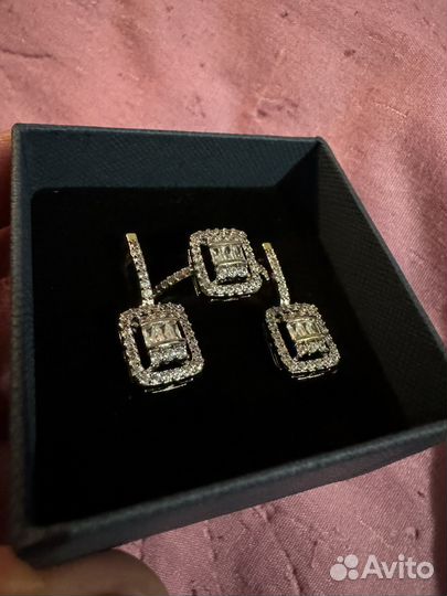 Серебряный комплект кольцо и серьги