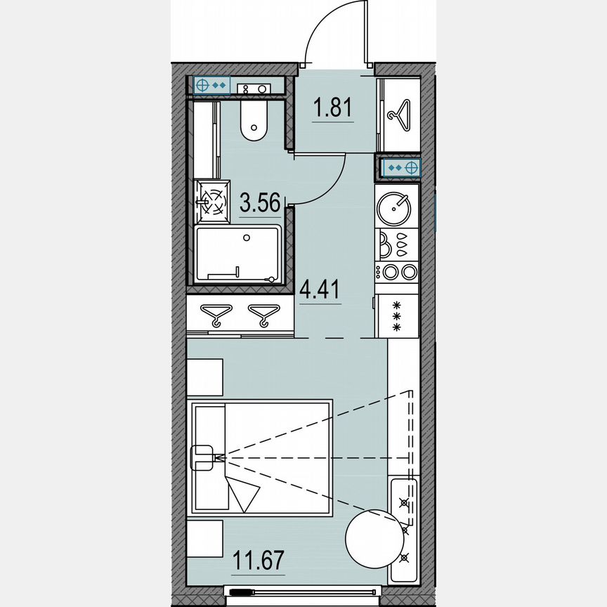 Квартира-студия, 21,5 м², 6/17 эт.