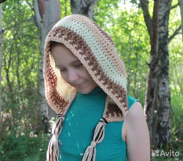 Шапка капюшон бохо стиль ручная работа