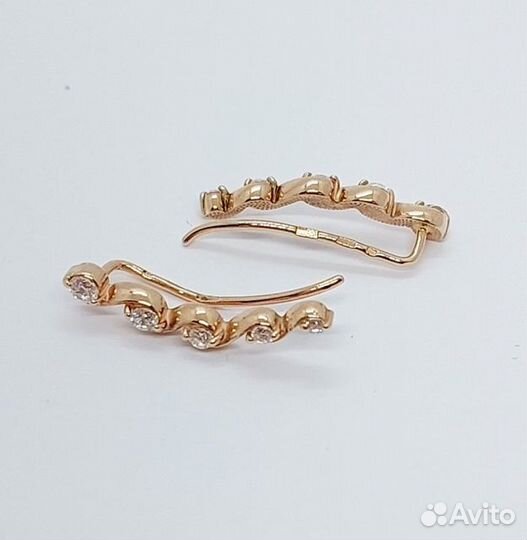 Золотые серьги с фианитом