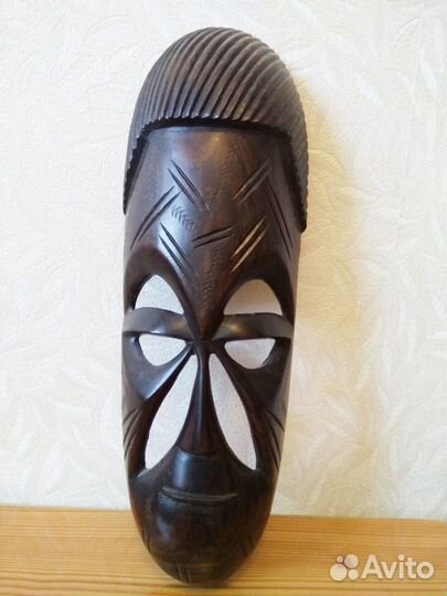 Маска чёрное дерево 9х27см,Мозамбик, Нампула,1978