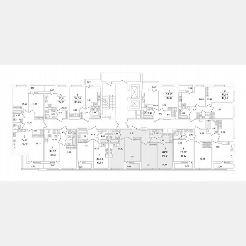 3-к. квартира, 80,2 м², 12/17 эт.