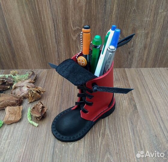 Ботинок - карандашница. Карандашница. Нат. кожа