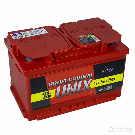 Аккумулятор Unix Professional 75Ah низкий