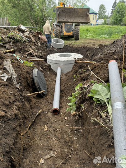Монтаж канализации,установка колец,септиков