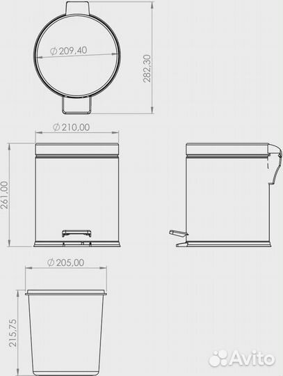 Мусорное ведро Berges Wasserhaus 122002 5 л, белое