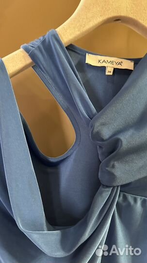 Синий топ облегаюший