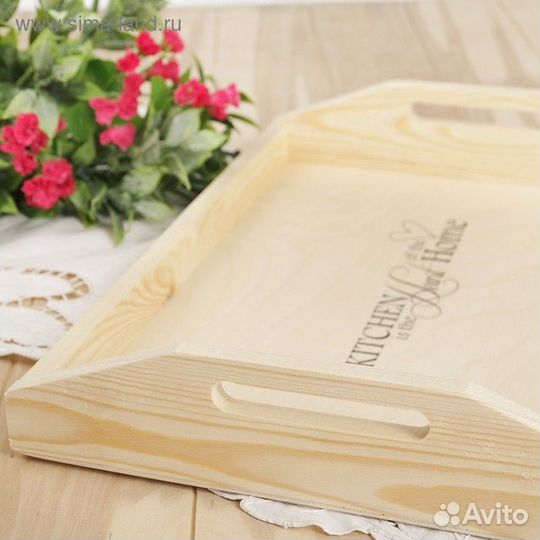 Поднос с декором, 40307,5 см, сосна