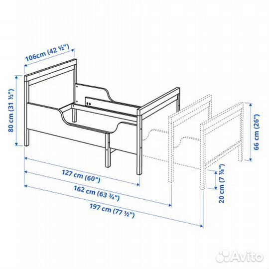 Кровать детская растущая IKEA Sundvik