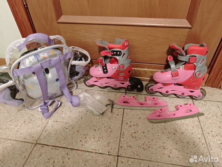 Роликовые коньки детские с защитой