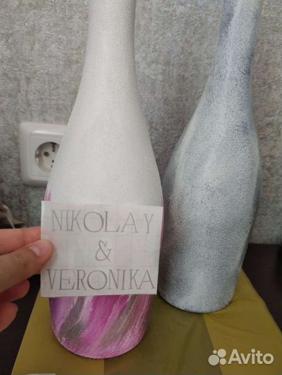 Наклейки для бутылок, инициалы, свадебные надписи