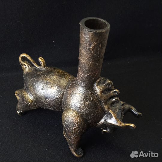 Сосуд в форме быка / Декупаж бутылки / Статуэтка