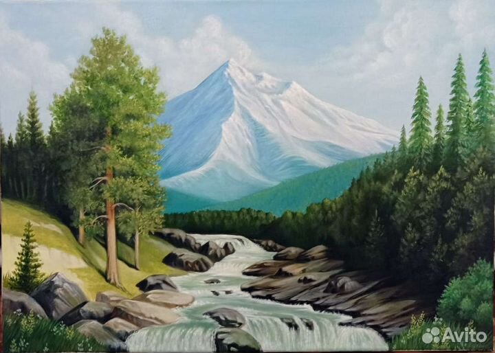 Картина маслом на холсте горный пейзаж