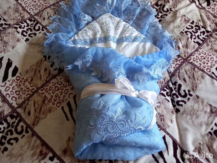 Конверт-одеяло на выписку для мальчика весна-лето