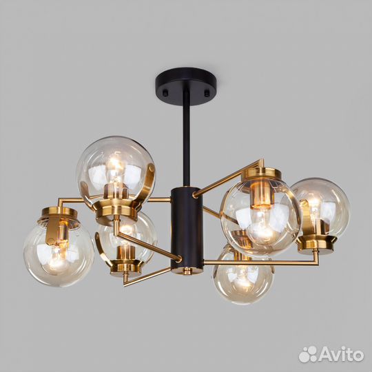 Люстра металл и стекло в спальню современная