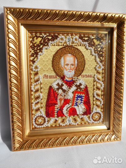 Икона Николай Чудотворец-бисером
