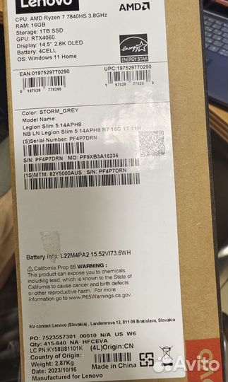 Lenovo Legion slim 5 14.5 Oled 7840hs 4060 16gb 1t