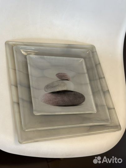 Тарелки десертные стеклянная квадратная