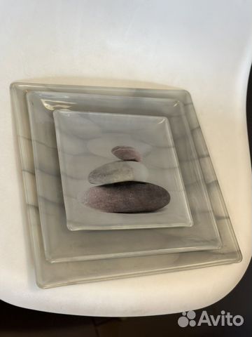 Тарелки десертные стеклянная квадратная