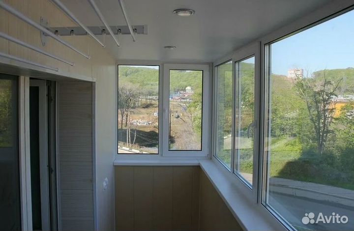 Остекление балкона 3200 на 1420 пластиковое