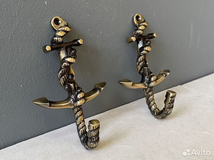 Крючок вешалка Якорь настенный Бронза