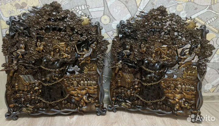 Резное панно из дерева 