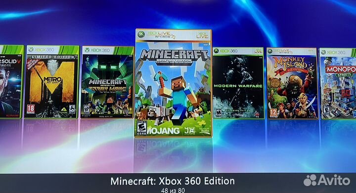 X box 360 прошитый, 80 игр