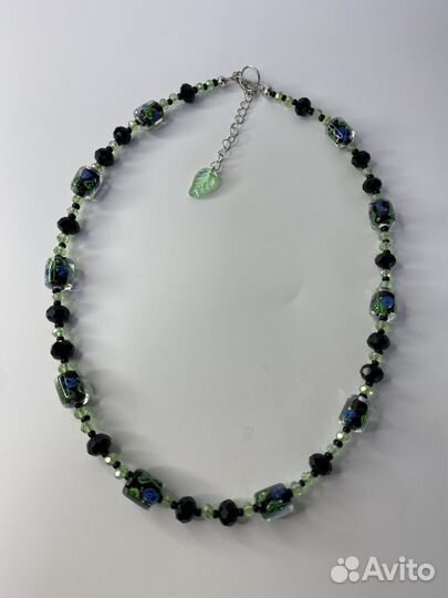 Зеленые бусы муранское стекло 47 см