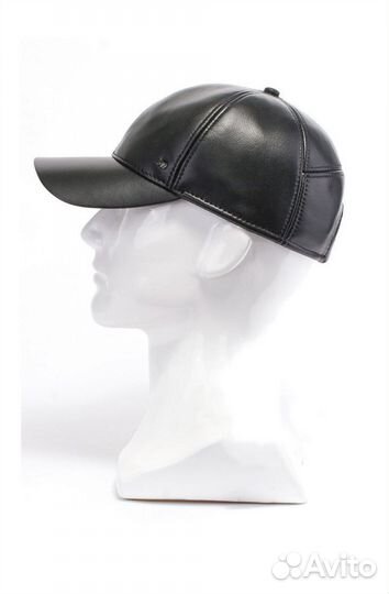 Бейсболка из кожи с мехом овчины