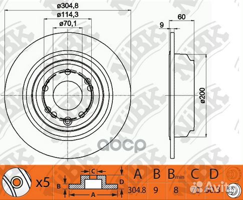 Диск тормозной honda accord 08- зад. RN1407 NiBK