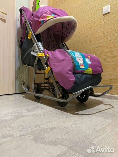 Детские санки коляска с колесами Nika kids