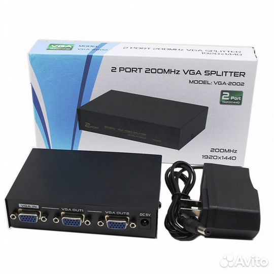 Разветвитель (сплиттер) VGA, 1 вход 2 выхода 2002