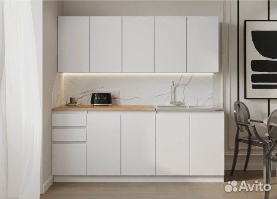Кухонный гарнитур белый с раковиной 2 метра