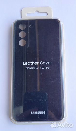 Оригинальный чехол Samsung Galaxy S21 чёрный, кожа