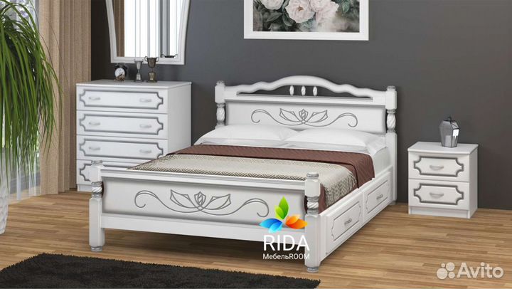 Кровать светлая из массива 160х200