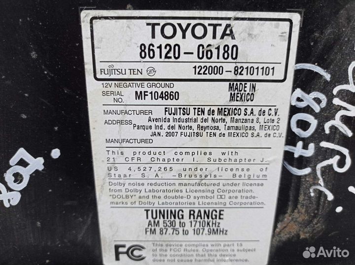 Магнитола Toyota Camry 40 8612006180