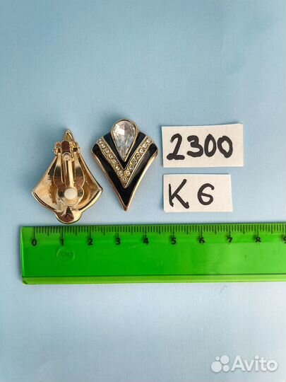 Клипсы винтажные ажурные черные с золотом 70гг США