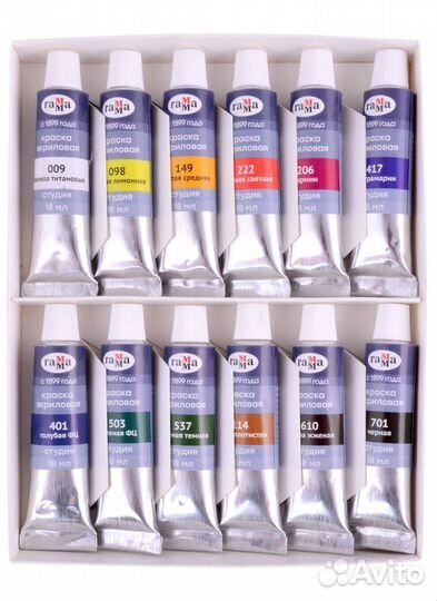 Краски акриловые 12цв 18мл 