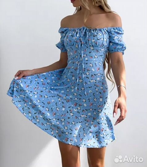 Летнее платье 42 голубое