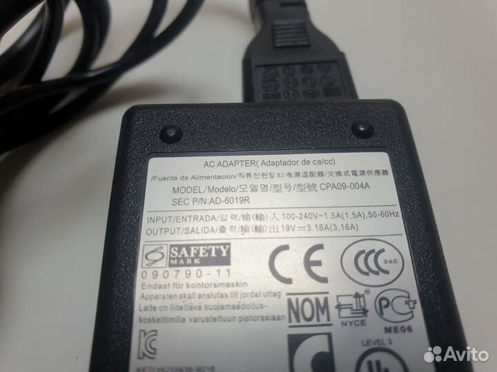 Блок питания для ноутбука samsung 19V 3.16A 60W
