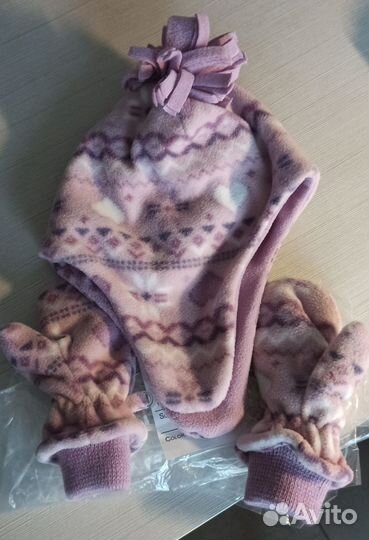Комплект шапка и варежки детские