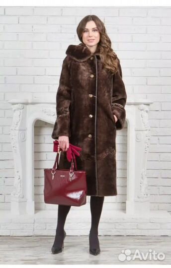 Шуба мутоновая, тёплая, длинная