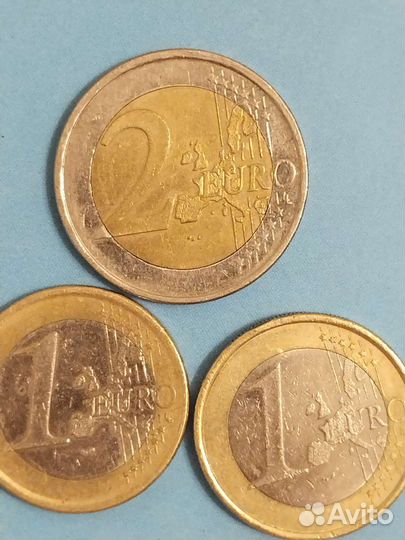 Монеты 2евра и 1 евро