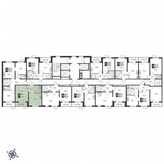 2-к. квартира, 56,7 м², 7/23 эт.