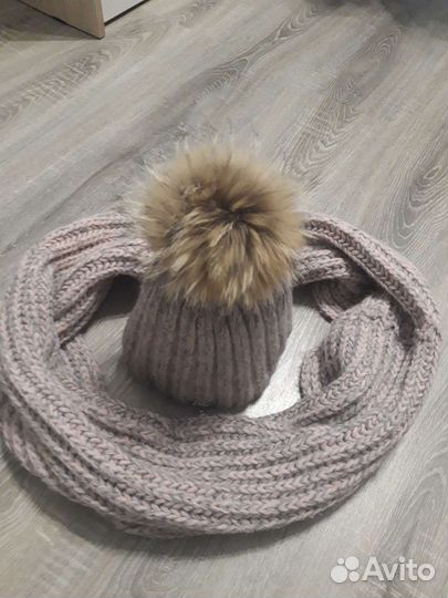 Комплект шапка и снуд зимний для девочки